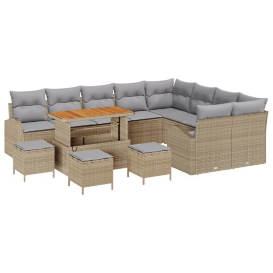 Alternative view of Set de canapele pentru grădină cu pernă 13 pcs Bej Rattan poli