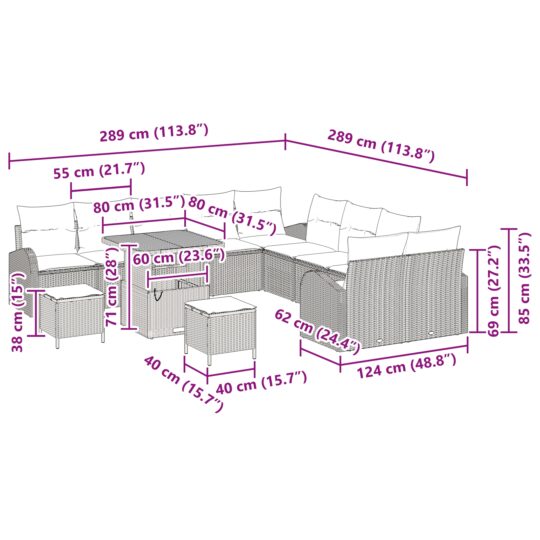 3362449 12 Set de canapele pentru grădină 13 pcs Negru Rattan poli 3362449 12