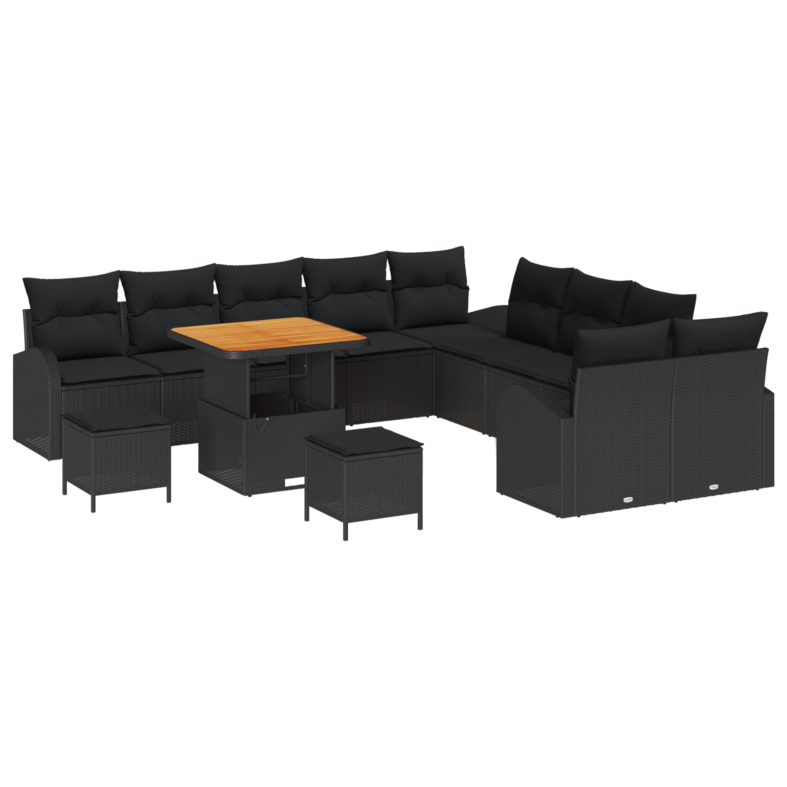 3362449 2 Set de canapele pentru grădină 13 pcs Negru Rattan poli Set de canapele pentru grădină 13 pcs Negru Rattan poli - imagine 2