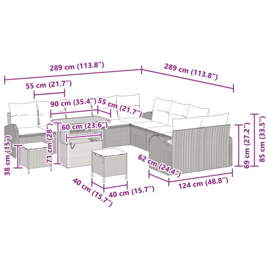 3362455 12 Set de canapele pentru grădină 13 pcs Negru Rattan poli 3362455 12