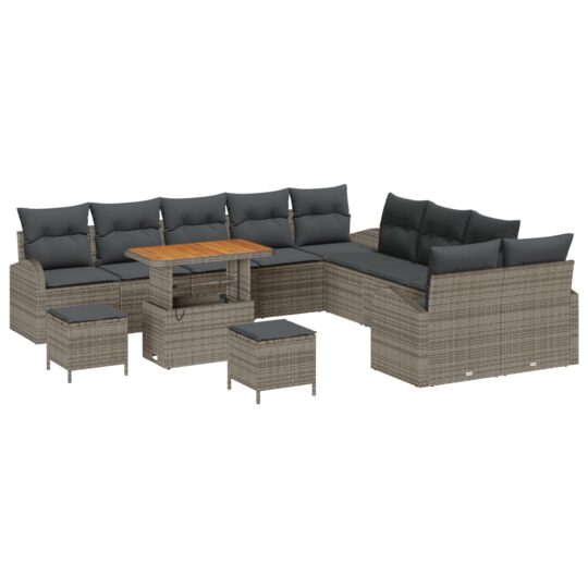 Alternative view of Set de canapele pentru grădină cu pernă 13 pcs Gri Rattan poli