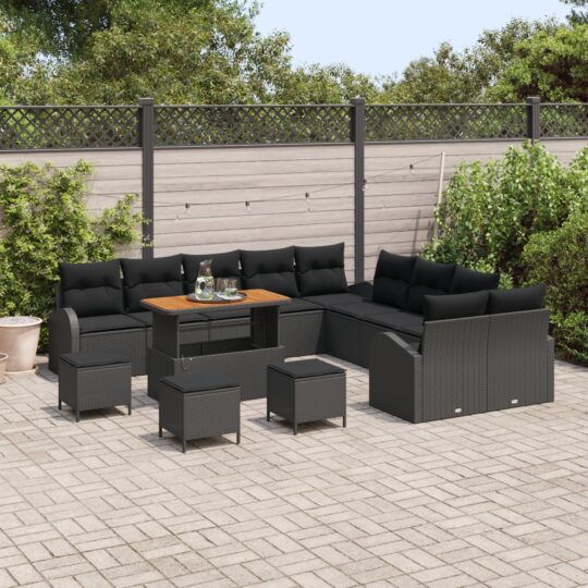 3362459 3 Set de canapele pentru grădină 14 pcs Negru Rattan poli 3362459 3