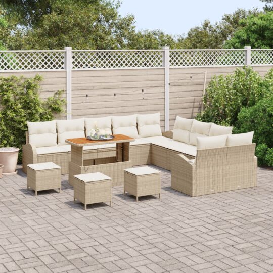 3362461 3 Set de canapele pentru grădină cu pernă 14 pcs Bej Rattan poli 3362461 3