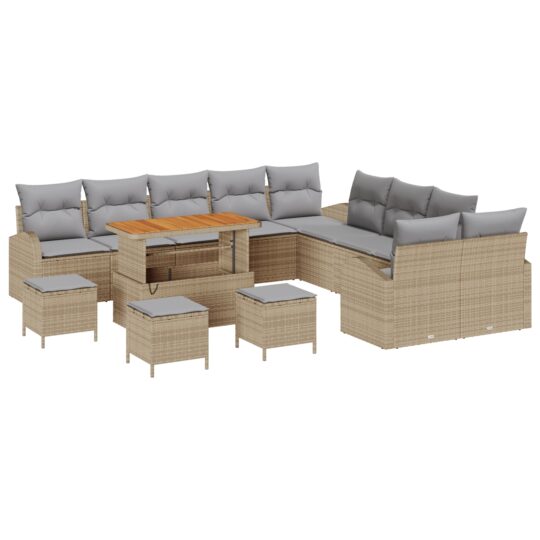 3362462 2 Set de canapele pentru grădină cu pernă 14 pcs Bej Rattan poli 3362462 2
