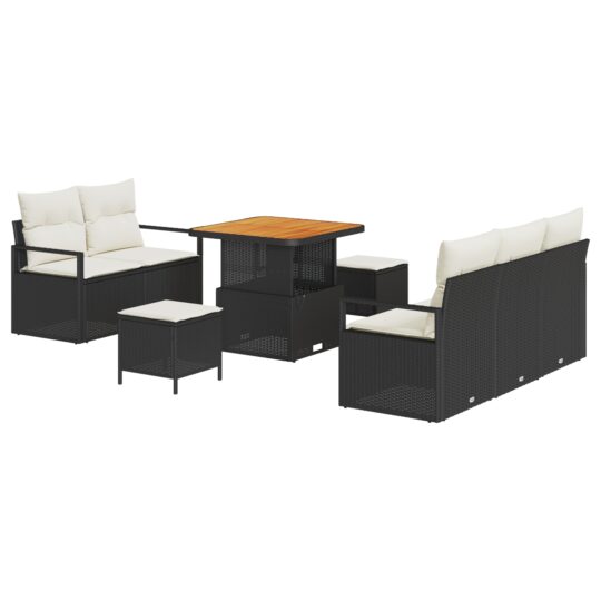 Alternative view of Set de canapele pentru grădină cu pernă 8 pcs Negru Rattan poli