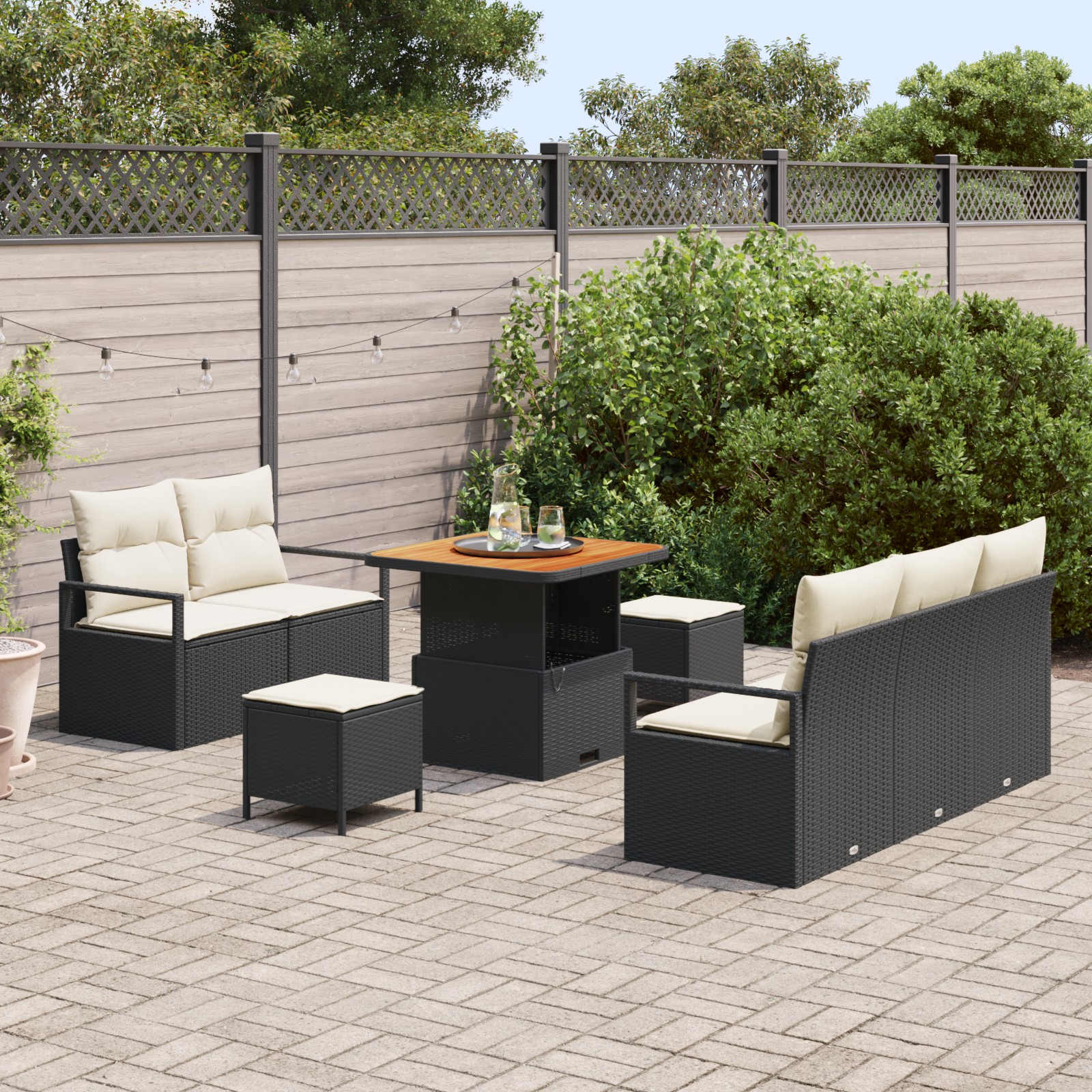 3362465 3 Set de canapele pentru grădină cu pernă 8 pcs Negru Rattan poli Set de canapele pentru grădină cu pernă 8 pcs Negru Rattan poli - imagine 3