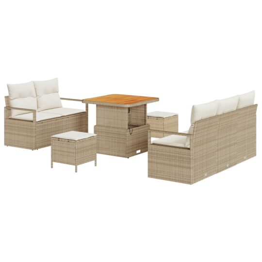 3362466 2 Set de canapele pentru grădină cu pernă 8 pcs Bej Rattan poli 3362466 2