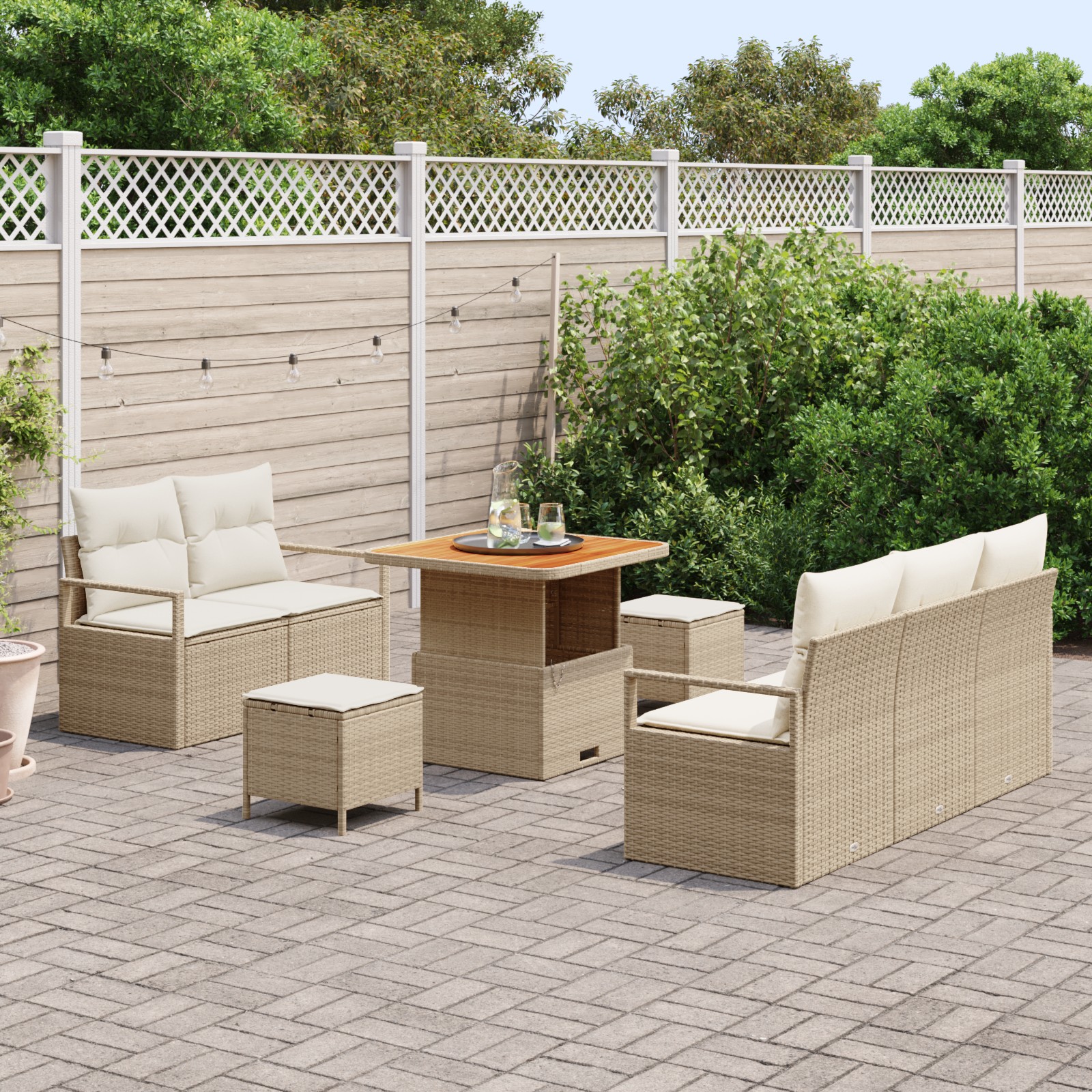3362466 3 Set de canapele pentru grădină cu pernă 8 pcs Bej Rattan poli Set de canapele pentru grădină cu pernă 8 pcs Bej Rattan poli - imagine 3