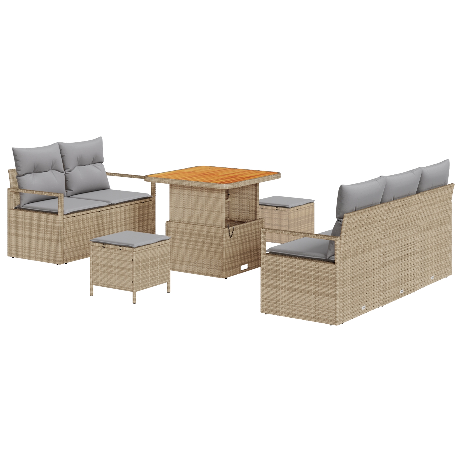 3362467 2 Set de canapele pentru grădină cu pernă 8 pcs Bej Rattan poli Set de canapele pentru grădină cu pernă 8 pcs Bej Rattan poli - imagine 2