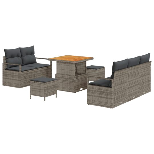 Alternative view of Set de canapele pentru grădină cu pernă 8 pcs Gri Rattan poli