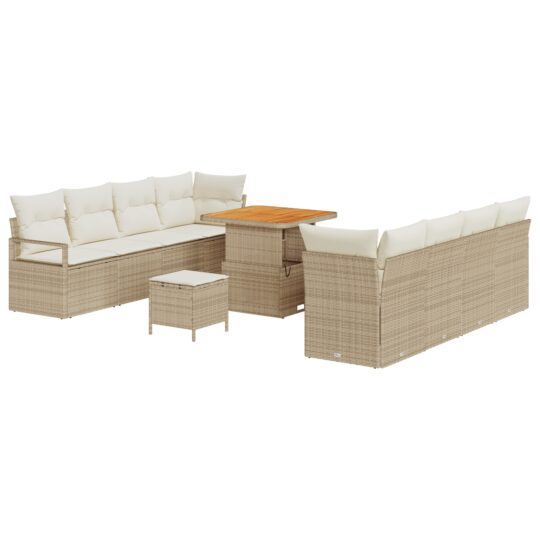 3362496 2 Set de canapele pentru grădină cu pernă 11 pcs Bej Rattan poli 3362496 2