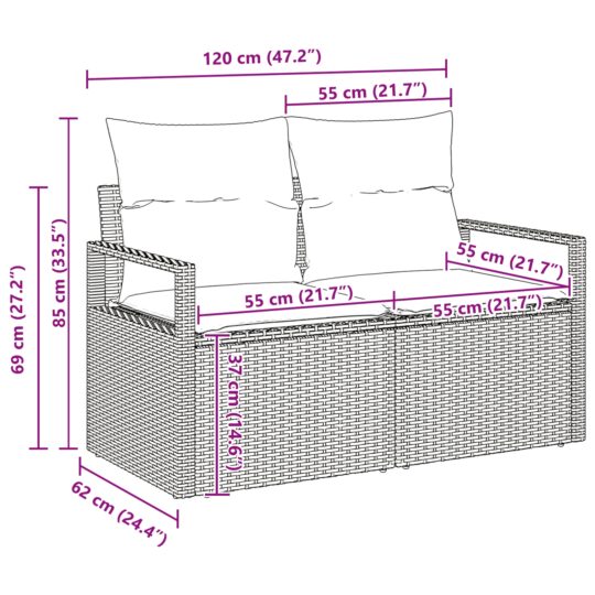 3362497 12 Set de canapele pentru grădină cu pernă 11 pcs Bej Rattan poli 3362497 12