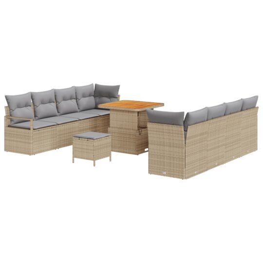 3362497 2 Set de canapele pentru grădină cu pernă 11 pcs Bej Rattan poli 3362497 2