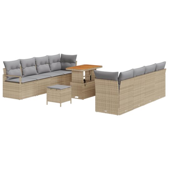 3362502 2 Set de canapele pentru grădină cu pernă 11 pcs Bej Rattan poli 3362502 2