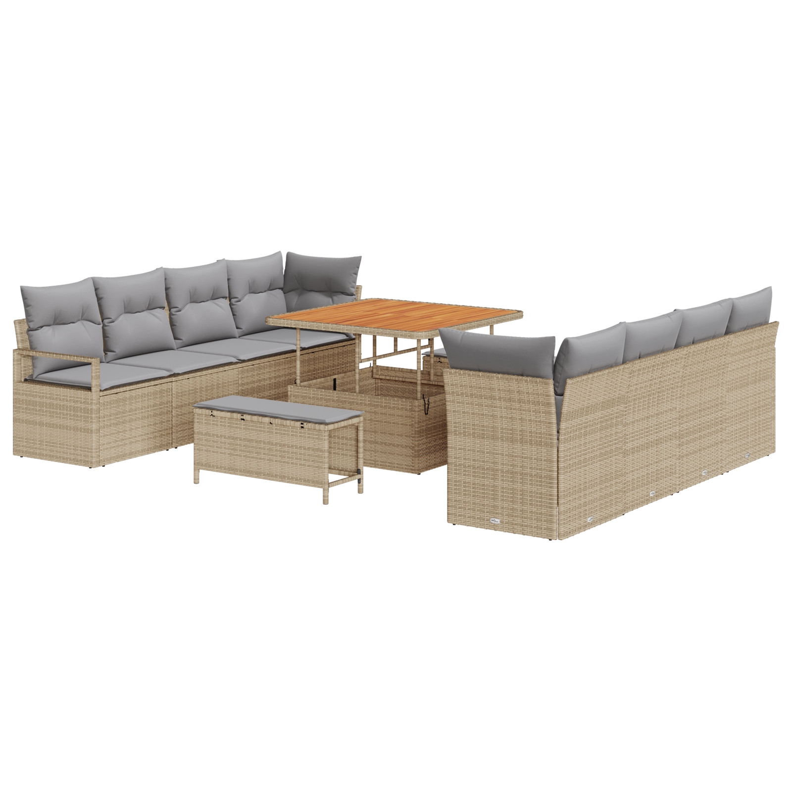3362507 2 Set de canapele pentru grădină cu pernă 11 pcs Bej Rattan poli Set de canapele pentru grădină cu pernă 11 pcs Bej Rattan poli - imagine 2