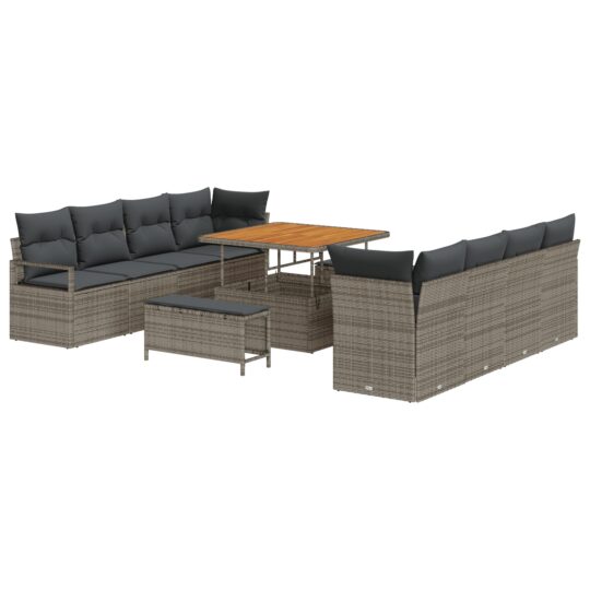 3362508 2 Set de canapele pentru grădină cu pernă 11 pcs Gri Rattan poli 3362508 2
