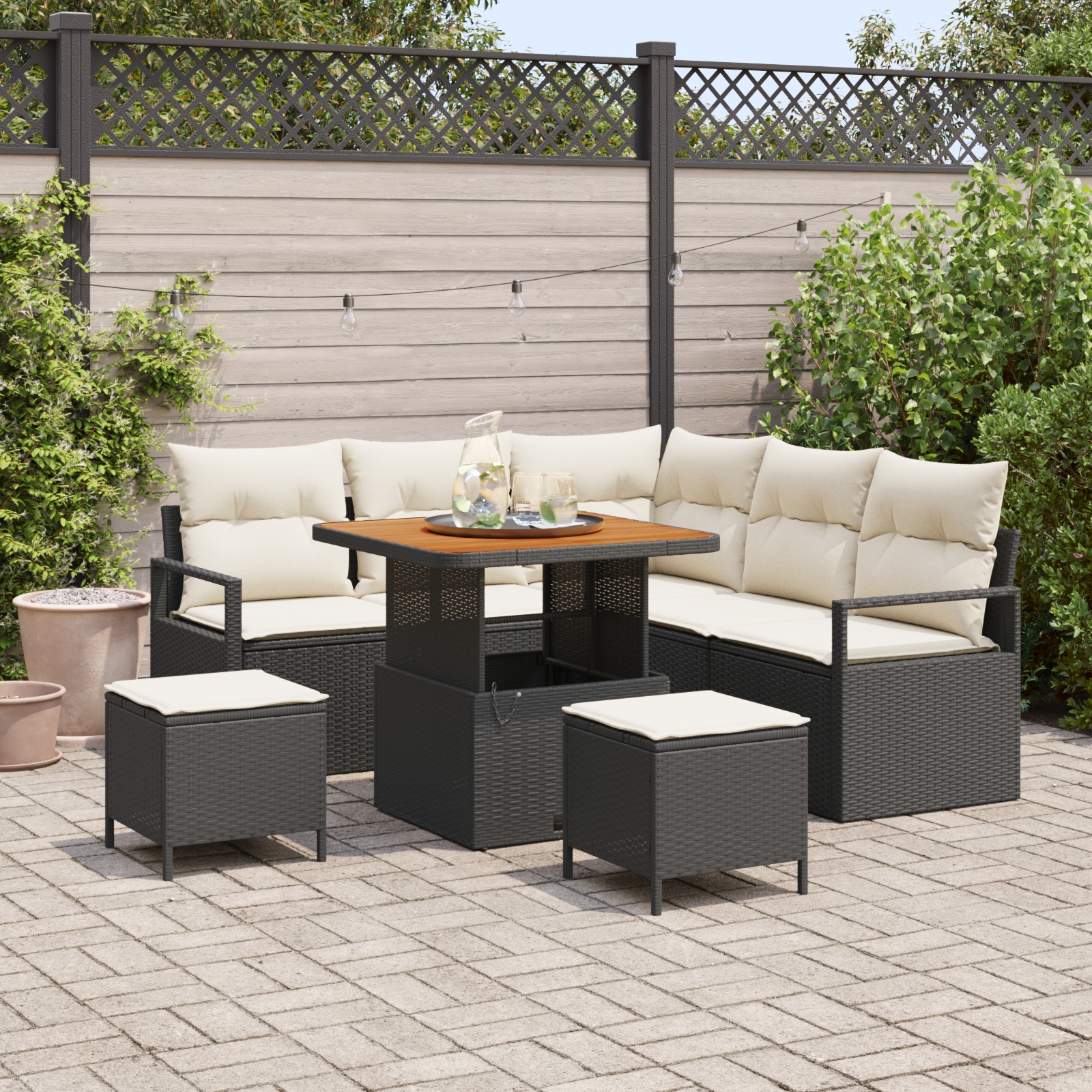 3362520 1 Set de canapele pentru grădină cu pernă 8 pcs Negru Rattan poli Set de canapele pentru grădină cu pernă 8 pcs Negru Rattan poli