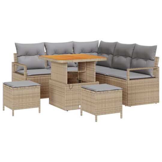 Alternative view of Set de canapele pentru grădină cu pernă 8 pcs Bej Rattan poli