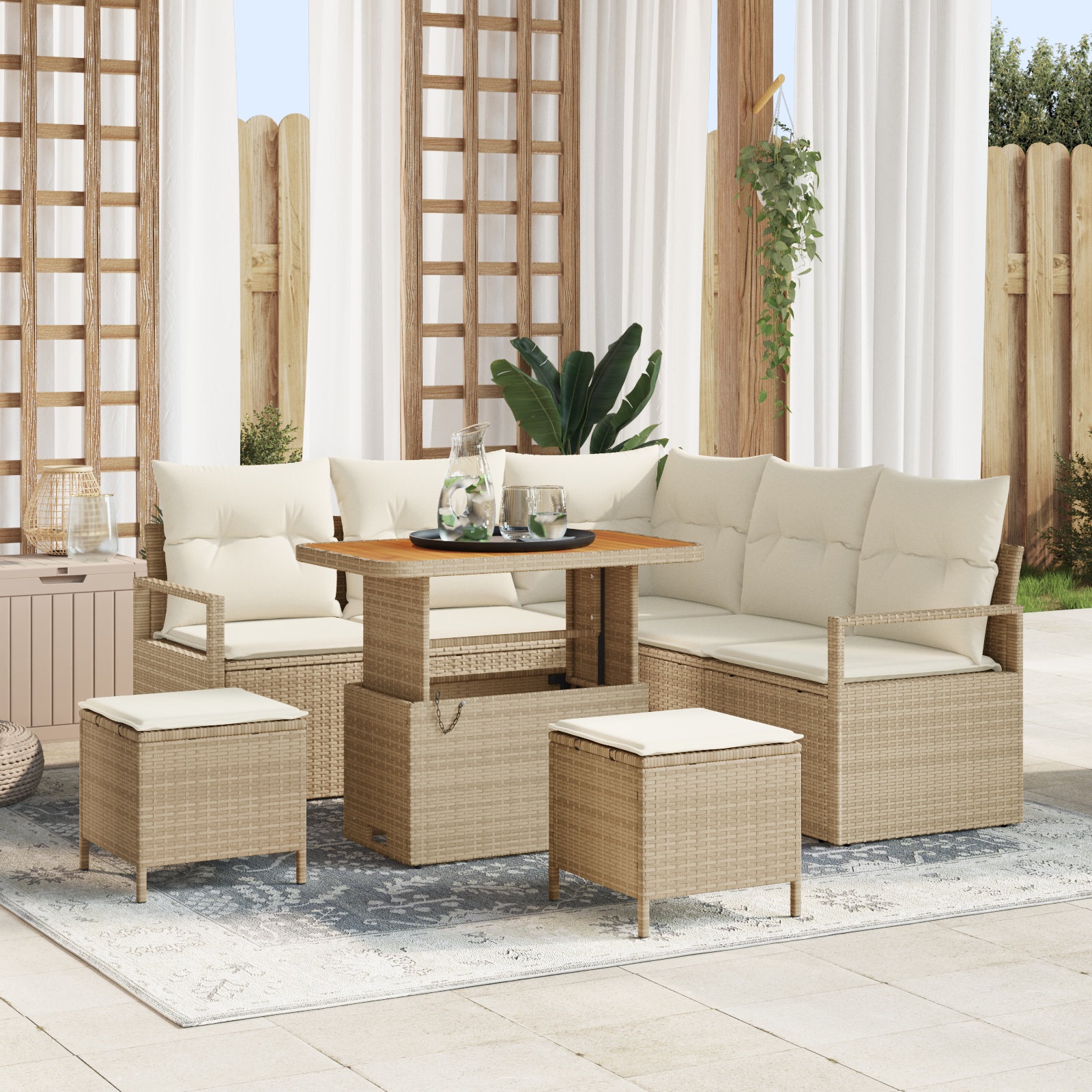 3362526 1 Set de canapele pentru grădină cu pernă 8 pcs Bej Rattan poli Set de canapele pentru grădină cu pernă 8 pcs Bej Rattan poli