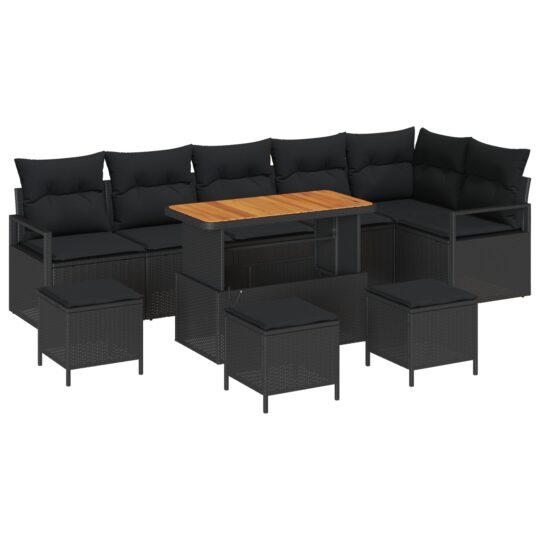 Alternative view of Set de canapele pentru grădină 10 pcs Negru Rattan poli