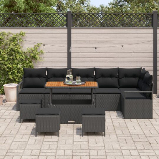 3362549 3 Set de canapele pentru grădină 10 pcs Negru Rattan poli 3362549 3