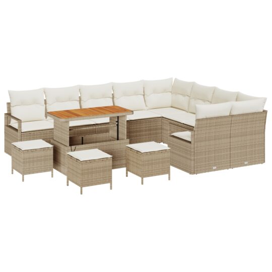 3362571 2 Set de canapele pentru grădină cu pernă 13 pcs Bej Rattan poli 3362571 2
