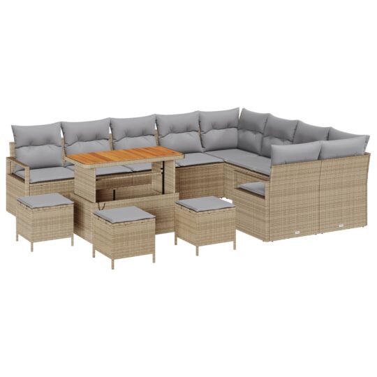 Alternative view of Set de canapele pentru grădină cu pernă 13 pcs Bej Rattan poli