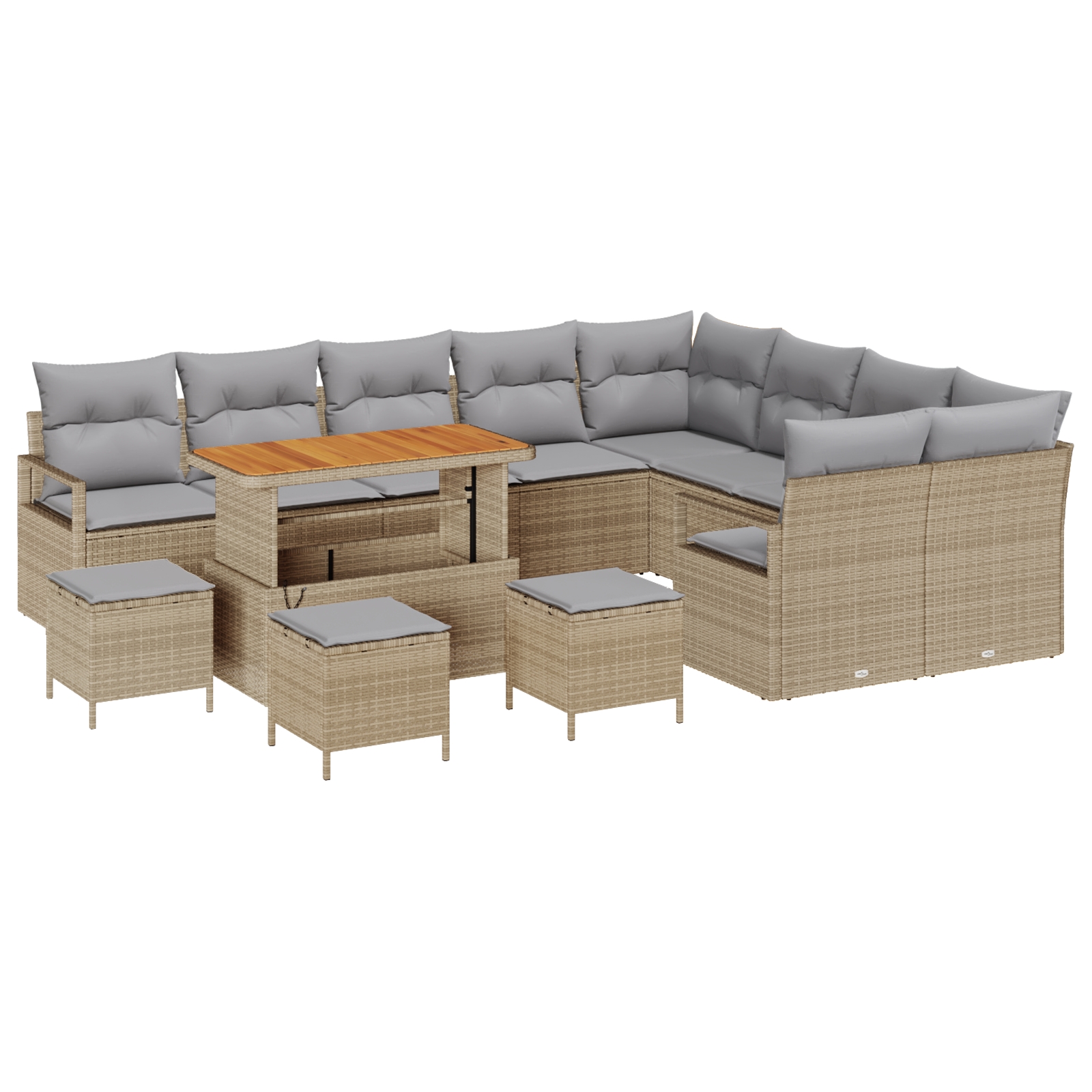 3362572 2 Set de canapele pentru grădină cu pernă 13 pcs Bej Rattan poli Set de canapele pentru grădină cu pernă 13 pcs Bej Rattan poli - imagine 2