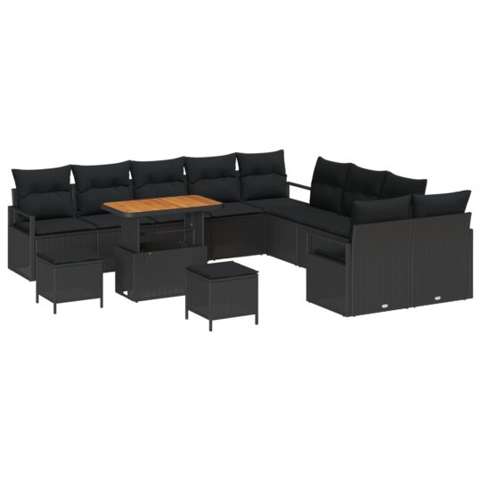 Alternative view of Set de canapele pentru grădină 13 pcs Negru Rattan poli