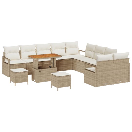 3362586 2 Set de canapele pentru grădină cu pernă 13 pcs Bej Rattan poli 3362586 2