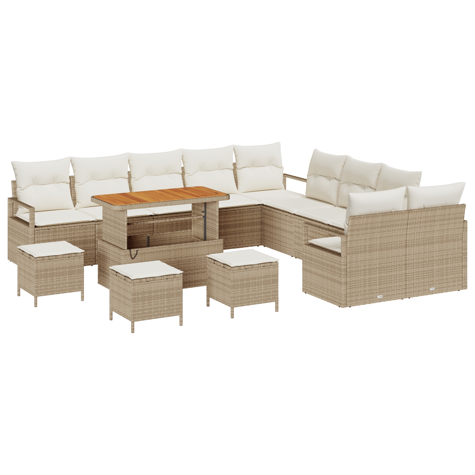 3362591 2 Set de canapele pentru grădină cu pernă 14 pcs Bej Rattan poli Set de canapele pentru grădină cu pernă 14 pcs Bej Rattan poli - imagine 2