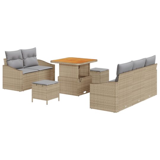 3362597 2 Set de canapele pentru grădină cu pernă 8 pcs Bej Rattan poli 3362597 2