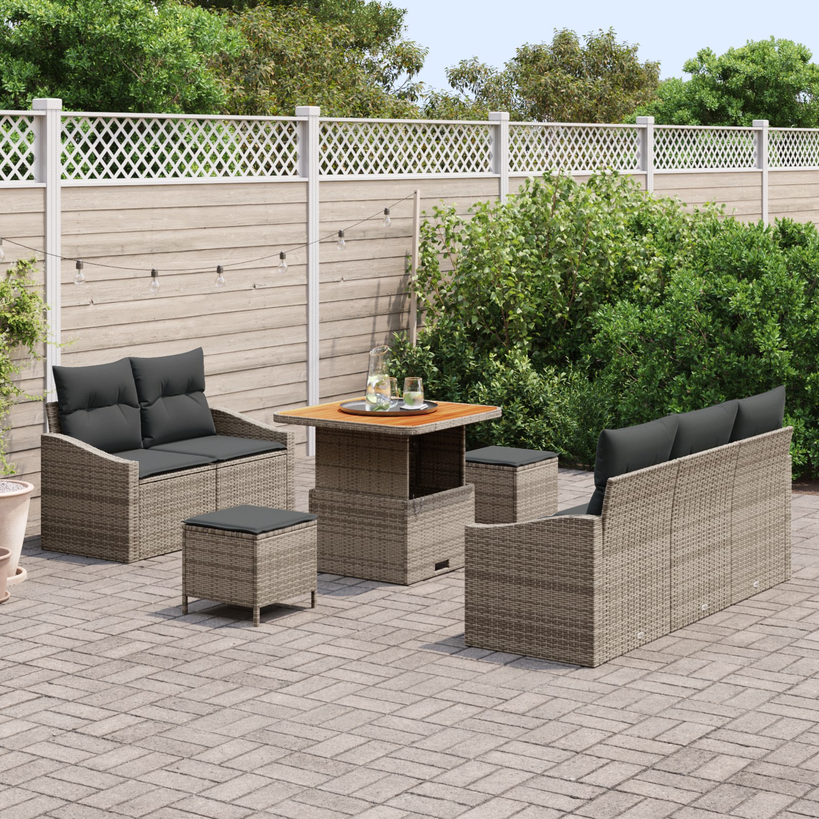 3362598 3 Set de canapele pentru grădină cu pernă 8 pcs Gri Rattan poli Set de canapele pentru grădină cu pernă 8 pcs Gri Rattan poli - imagine 3