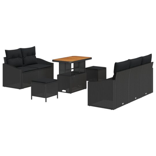 Alternative view of Set de canapele pentru grădină cu pernă 8 pcs Negru Rattan poli