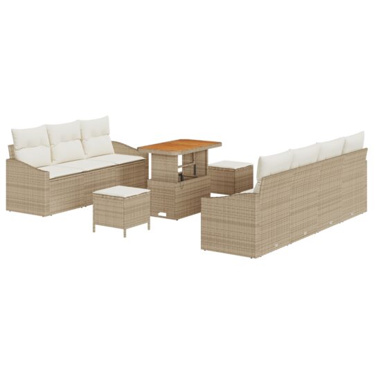 3362621 2 Set de canapele pentru grădină cu pernă 10 pcs Bej Rattan poli 3362621 2