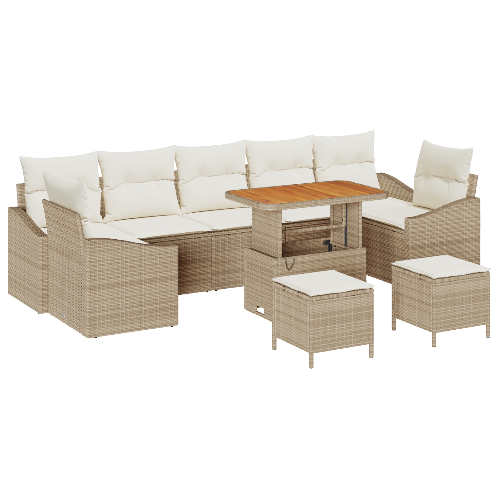 3362641 2 Set de canapele pentru grădină cu pernă 10 pcs Bej Rattan poli Set de canapele pentru grădină cu pernă 10 pcs Bej Rattan poli - imagine 2
