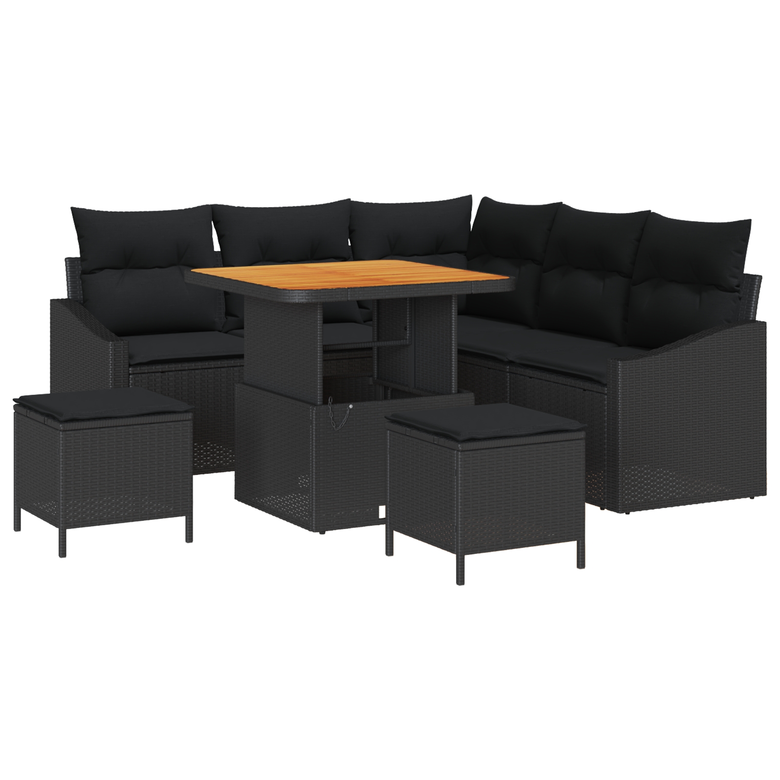 3362649 2 Set de canapele pentru grădină cu pernă 8 pcs Negru Rattan poli Set de canapele pentru grădină cu pernă 8 pcs Negru Rattan poli - imagine 2