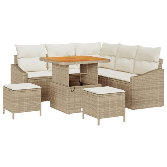 3362651 2 Set de canapele pentru grădină cu pernă 8 pcs Bej Rattan poli 3362651 2