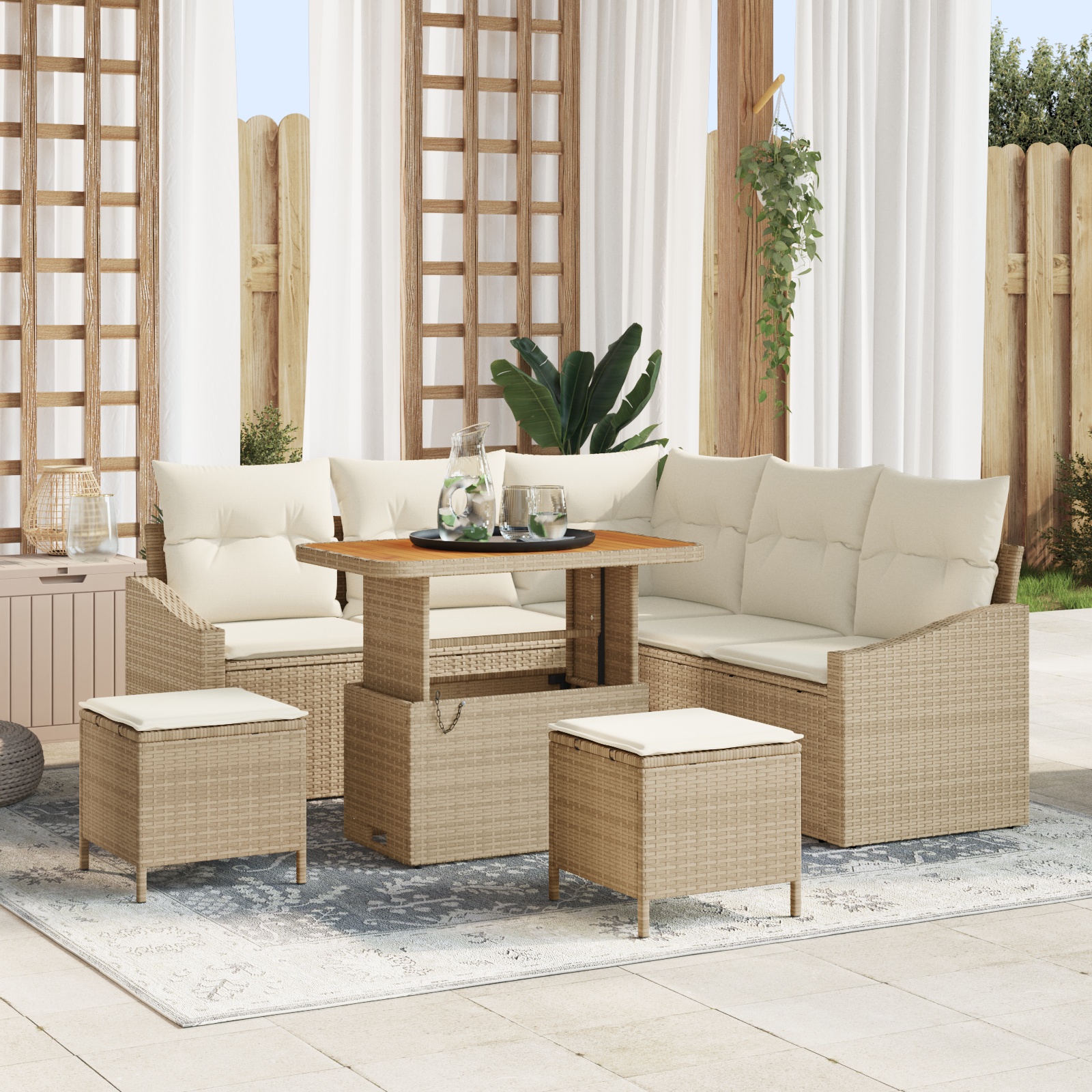3362656 1 Set de canapele pentru grădină cu pernă 8 pcs Bej Rattan poli Set de canapele pentru grădină cu pernă 8 pcs Bej Rattan poli