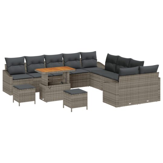 3362718 2 Set de canapele pentru grădină cu pernă 13 pcs Gri Rattan poli 3362718 2
