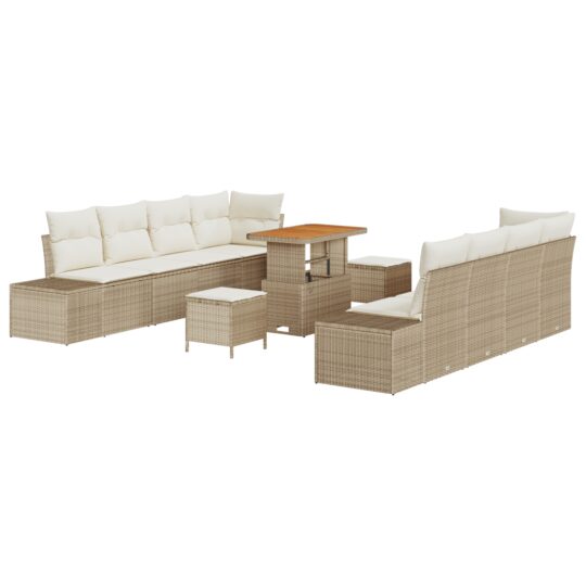 3362761 2 Set de canapele pentru grădină cu pernă 11 pcs Bej Rattan poli 3362761 2