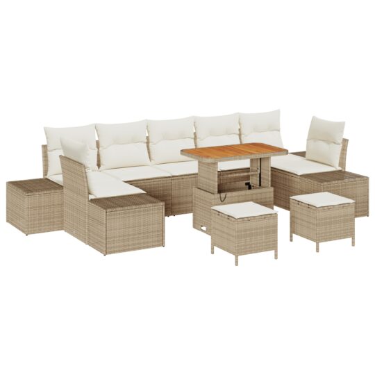 3362771 2 Set de canapele pentru grădină cu pernă 10 pcs Bej Rattan poli 3362771 2