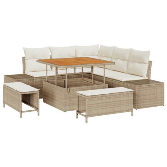 Alternative view of Set de canapele pentru grădină cu pernă 8 pcs Bej Rattan poli