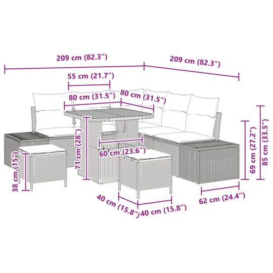 3362779 10 Set de canapele pentru grădină cu pernă 8 pcs Negru Rattan poli 3362779 10