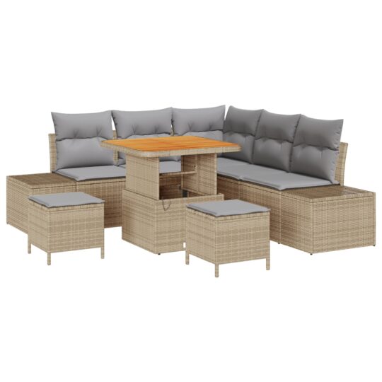 Alternative view of Set de canapele pentru grădină cu pernă 8 pcs Bej Rattan poli