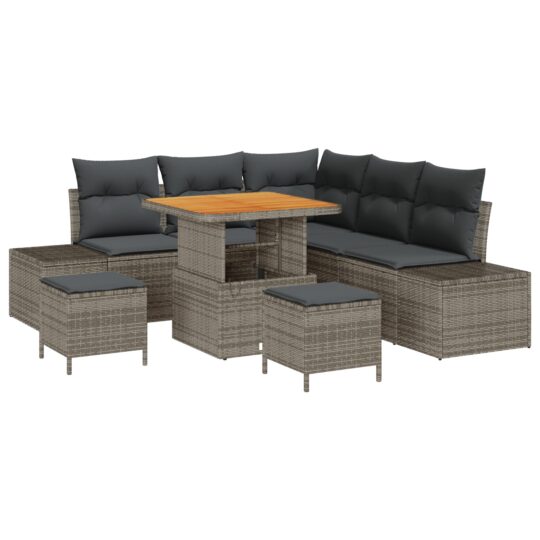 Alternative view of Set de canapele pentru grădină cu pernă 8 pcs Gri Rattan poli