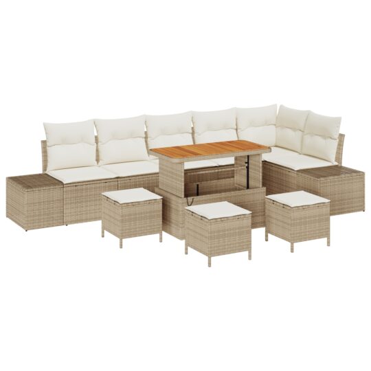 3362811 2 Set de canapele pentru grădină cu pernă 10 pcs Bej Rattan poli 3362811 2