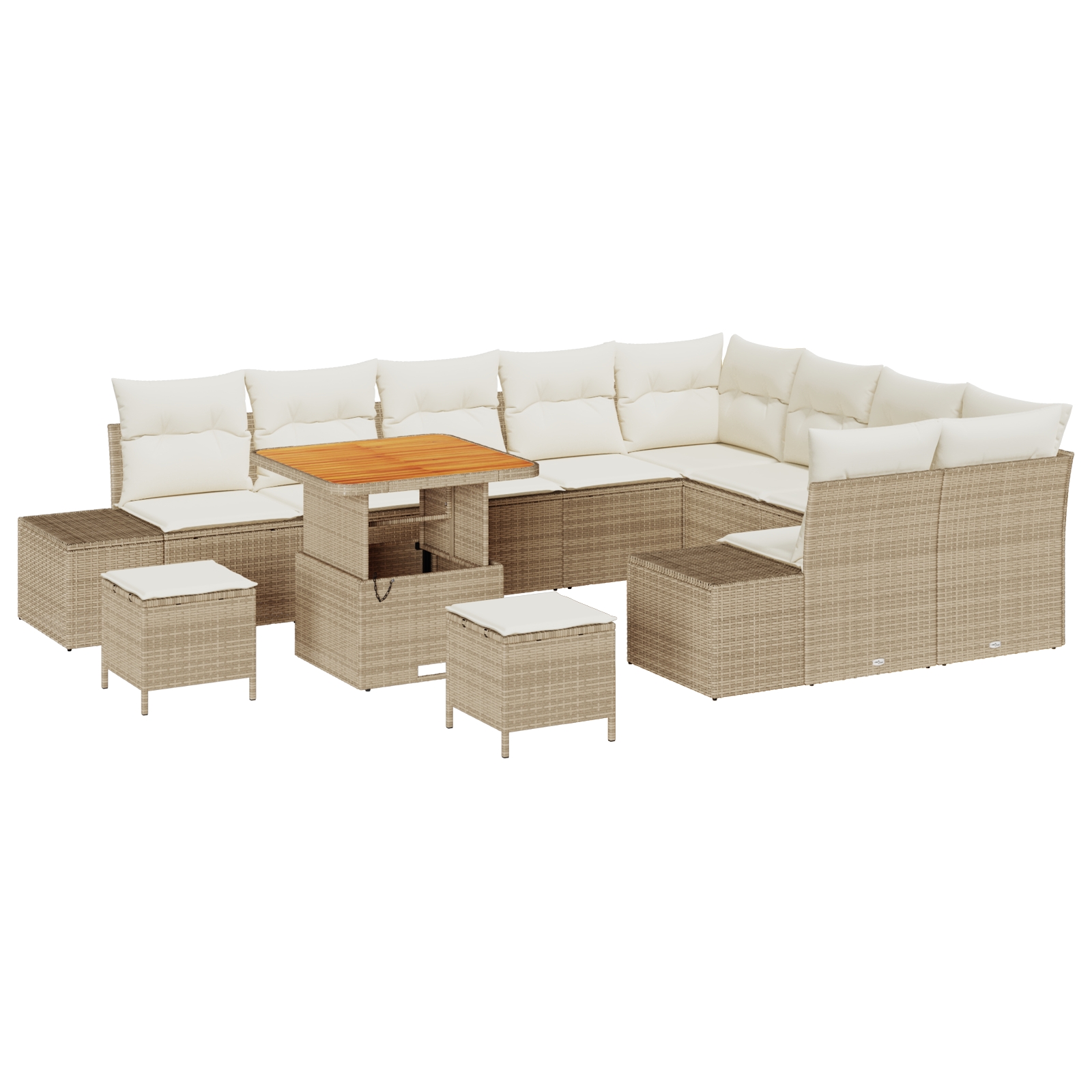 3362821 2 Set de canapele pentru grădină 12 pcs Bej Rattan poli Set de canapele pentru grădină 12 pcs Bej Rattan poli - imagine 2