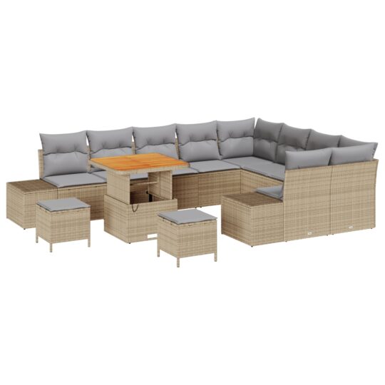 Alternative view of Set de canapele pentru grădină 12 pcs Bej Rattan poli