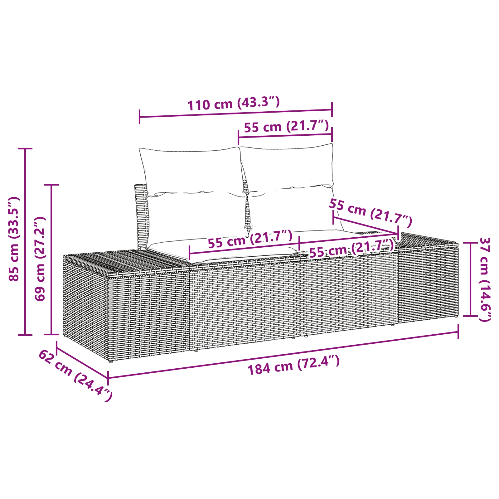 3362824 11 Set de canapele pentru grădină 12 pcs Negru Rattan poli Set de canapele pentru grădină 12 pcs Negru Rattan poli - imagine 11
